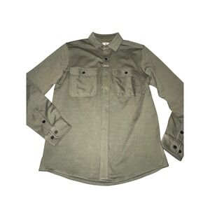 Born Primitive Mens Olive Green Knit Utility Button Down Shirt Small Long Sleeve